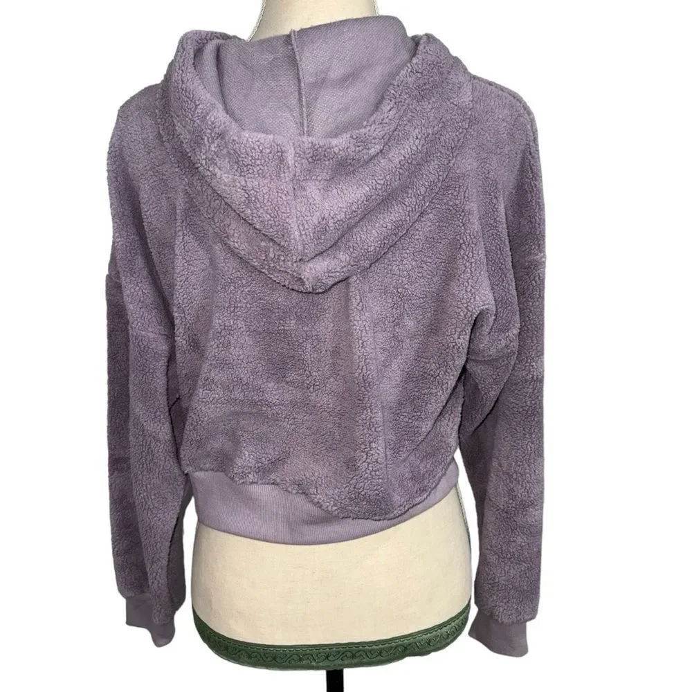 NWT Adore me Solid Purple Lounge cropped hoodie size L long sleeve drawstring